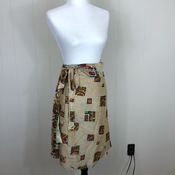 Silk Wrap Skirt Reversible Hippie Sz M - Picture 2 of 11